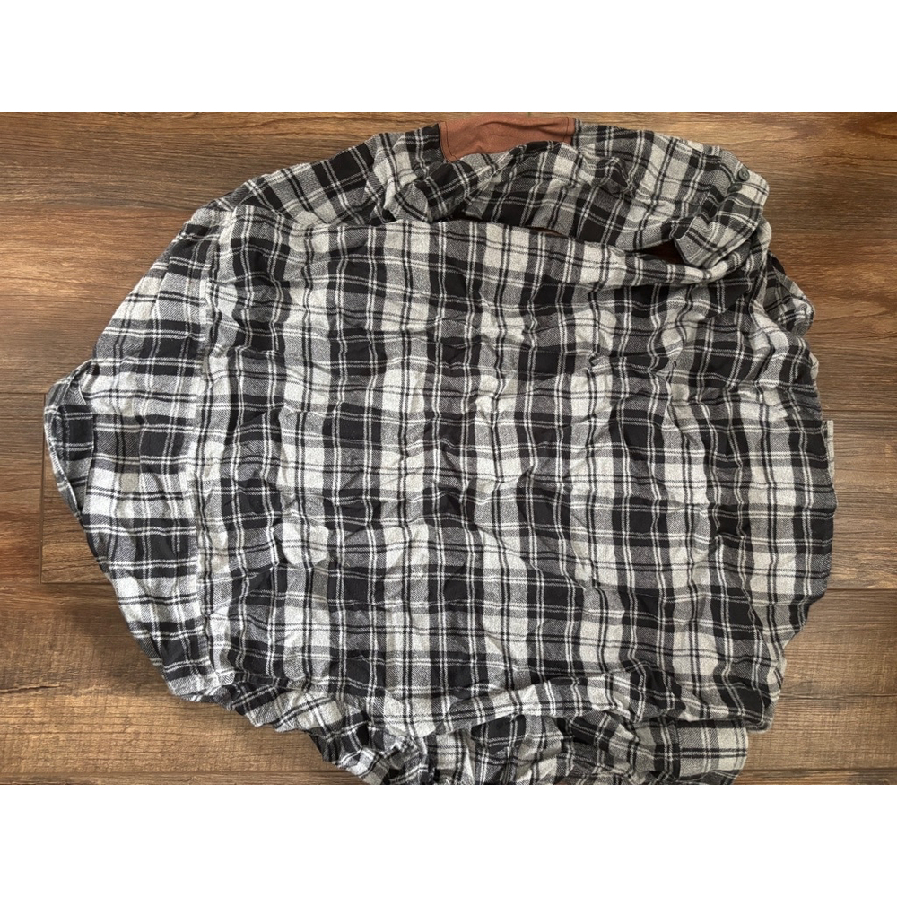 Men's Pendleton Hawthorne Flannel Shirt Size L Black Gray Plaid